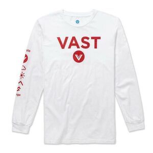 Vast Logo Long Sleeve Tee - White NEW NWT